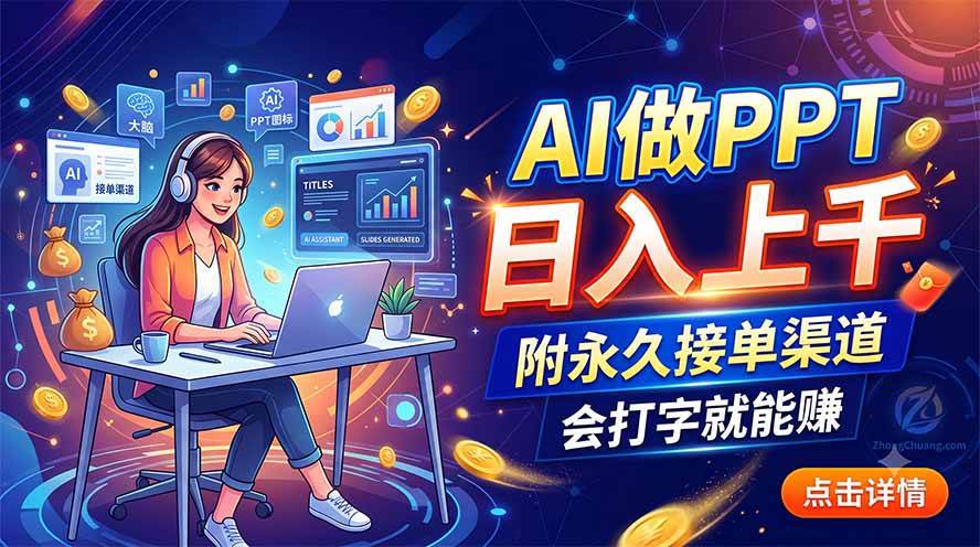 （19644期）AI做PPT日入上千，附永久接单渠道，会打字就能赚-智云网