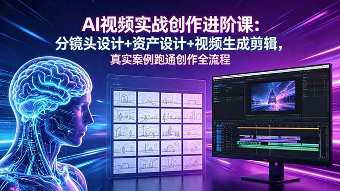 (18596期)AI视频实战创作进阶课:分镜头设计+资产设计+视频生成剪辑,真实案例跑通创作全流程 (18596期)AI视频实战创作进阶课:分镜头设计+资产设计+视频生成剪辑,真实案例跑通创作全流程