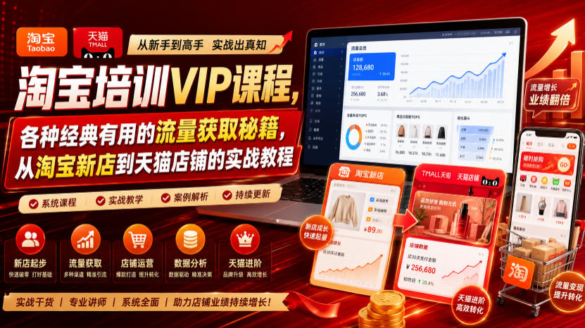 淘宝培训VIP课程,各种经典有用的流量获取秘籍,从淘宝新店到天猫店铺的实战教程(更新08月12日)-智云网