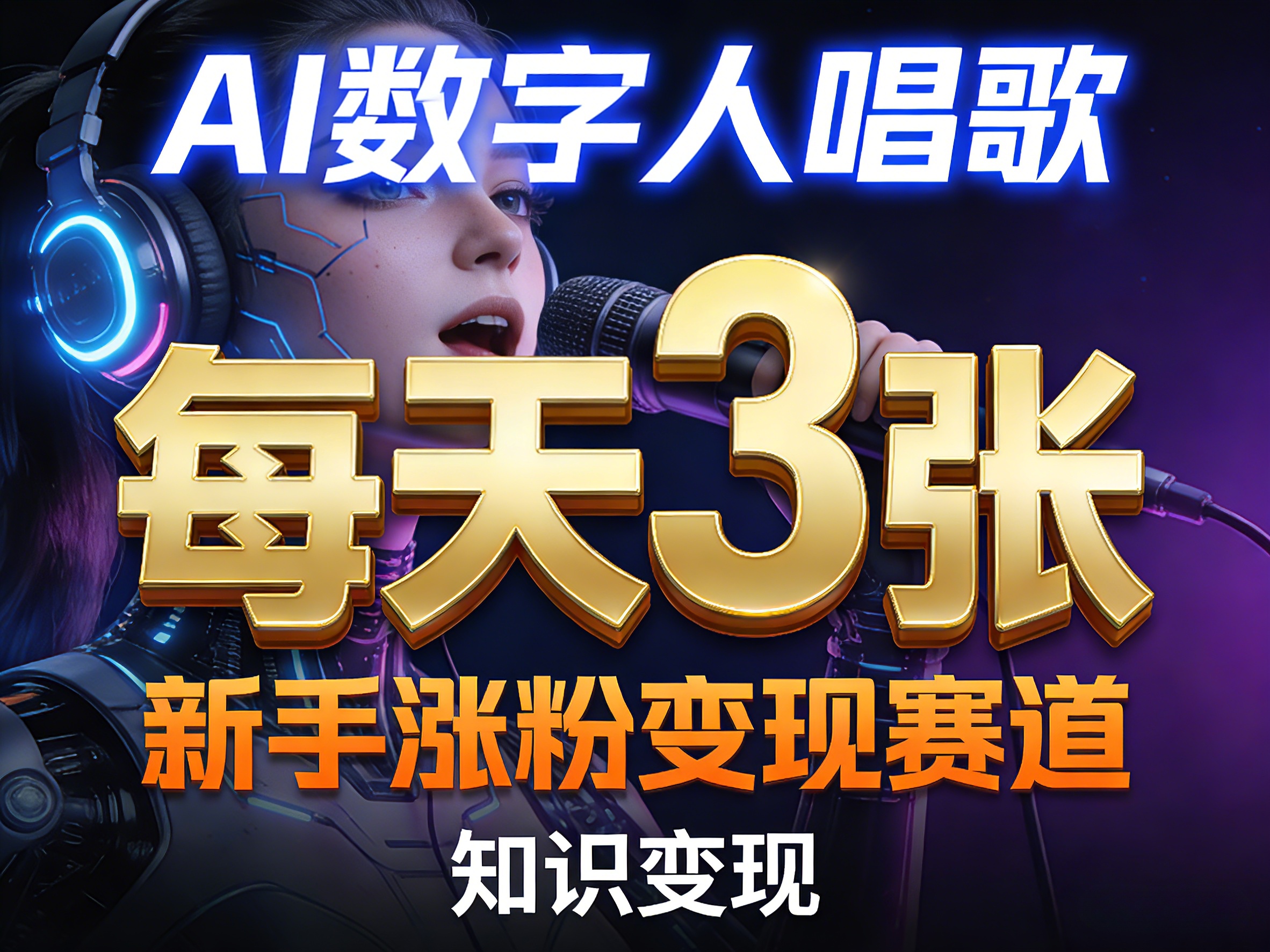 AI数字人唱歌，新手涨粉变现赛道，每天3张和知识付费，副业必备-智云网