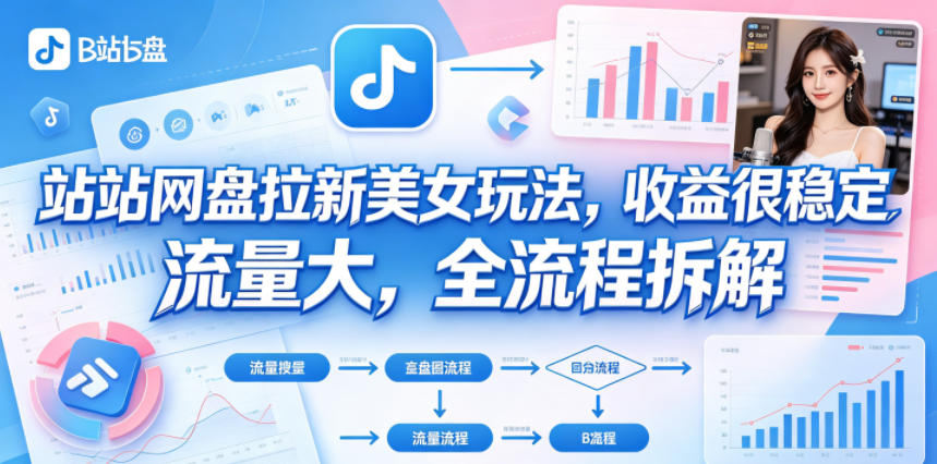 B站网盘拉新美女玩法,收益很稳定,流量大,全流程拆解-智云网