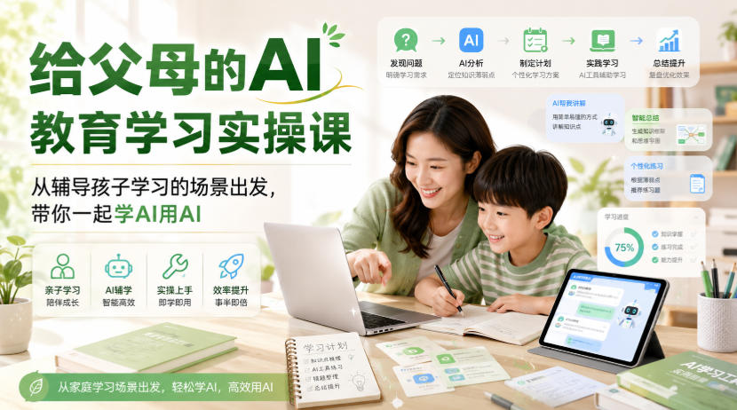 给父母的AI教育学习实操课,从辅导孩子学习的场景出发,带你一起学AI用AI-智云网