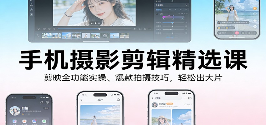 手机摄影剪辑精选课：剪映全功能实操、爆款拍摄技巧，轻松出大片-智云网