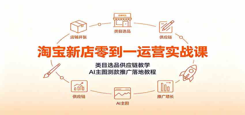 淘宝新店零到一运营实战课:类目选品供应链教学,AI主图测款推广落地教程-智云网