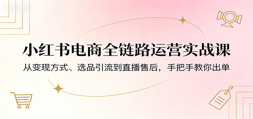 小红书电商全链路运营实战课：从变现方式、选品引流到直播售后，手把手教你出单-智云网