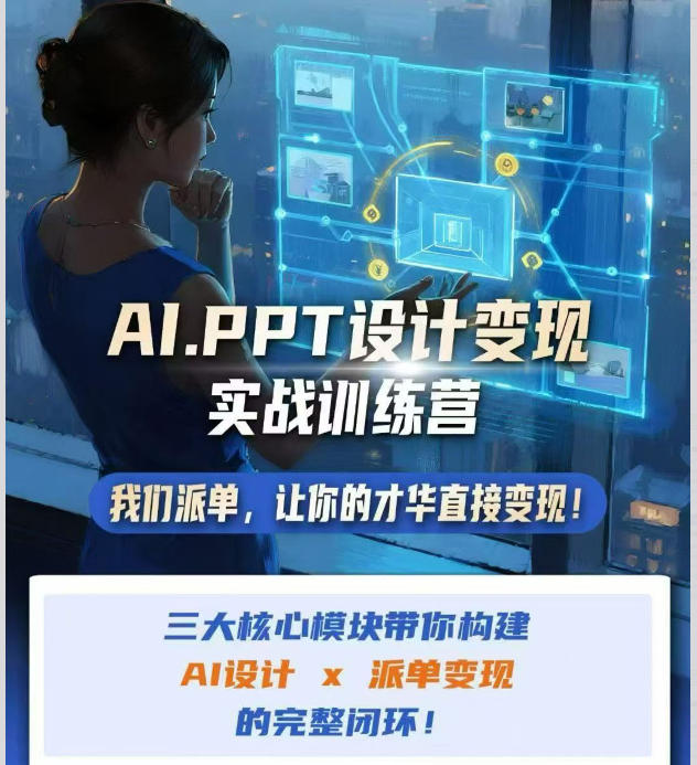 AI+PPT设计变现实战训练营，我们派单，让你的才华直接变现，三大核心模块带你构建Al设计x派单变现的完整闭环-智云网