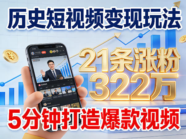 历史短视频变现玩法,不露脸出镜,5分钟打造爆款视频-智云网