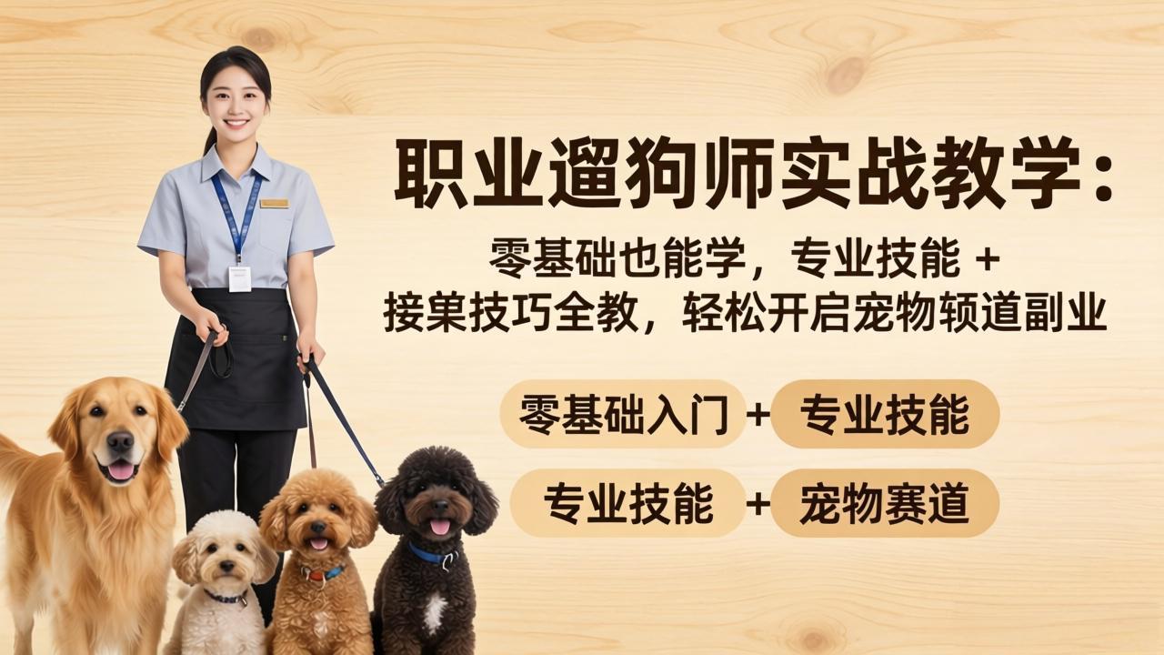 职业遛狗师实战教学：零基础也能学，专业技能 + 接单技巧全教，轻松开启宠物赛道副业-智云网