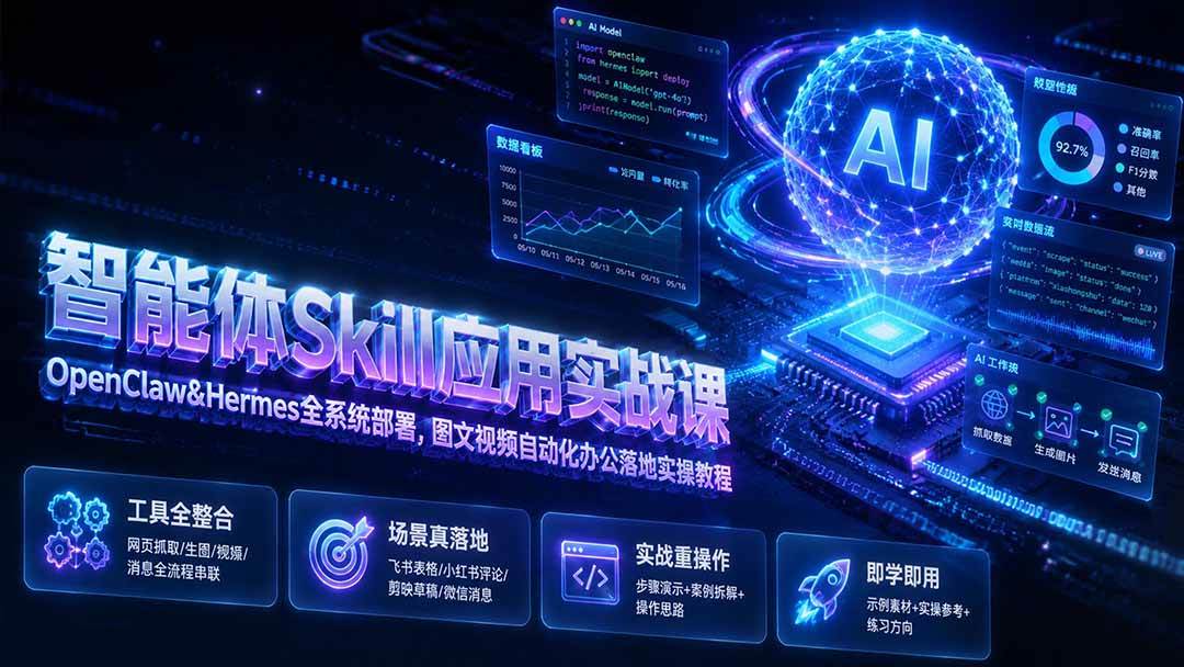 （19645期）智能体Skill应用实战课：OpenClaw&Hermes全系统部署，图文视频自动化办公落地实操教程-智云网