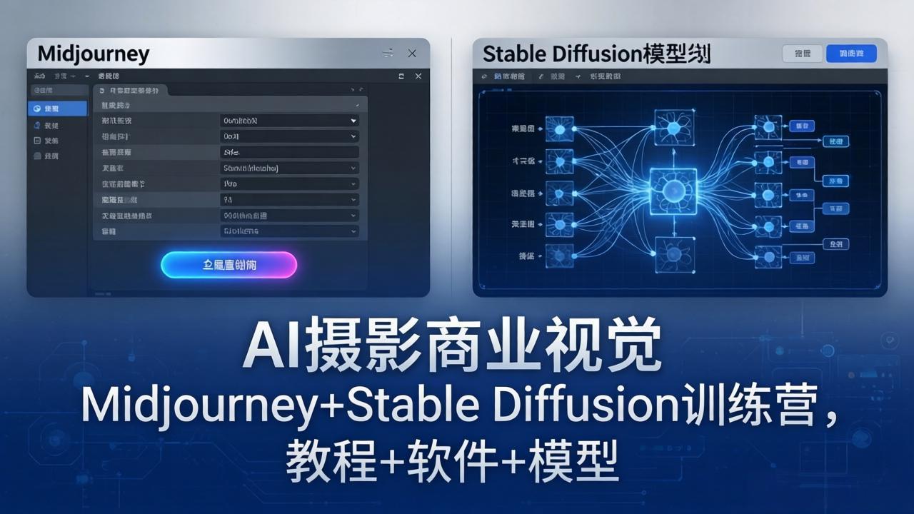 AI摄影商业视觉Midjourney+Stable Diffusion训练营，教程+软件+模型-智云网