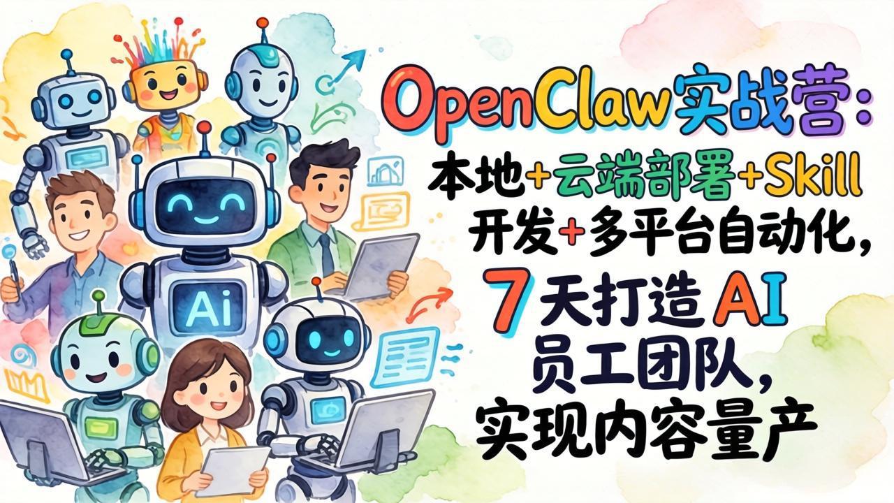 OpenClaw实战营：本地+云端部署+Skill开发+多平台自动化，7 天打造 AI 员工团队，实现内容量产-智云网
