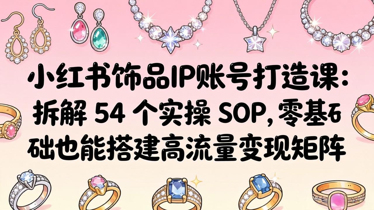 小红书饰品IP账号打造课：拆解 54 个实操 SOP，零基础也能搭建高流量变现矩阵-智云网
