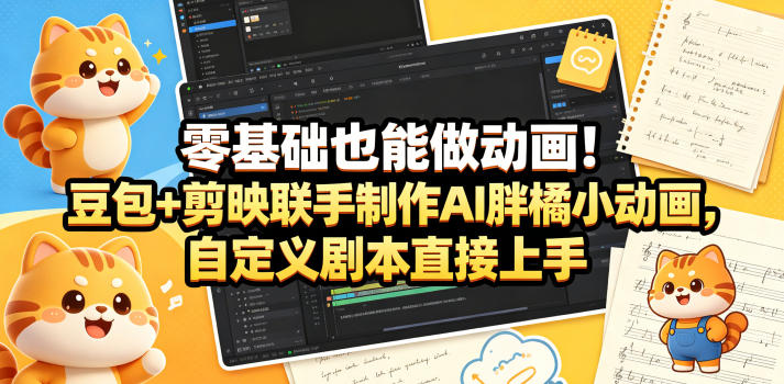 零基础也能做动画！豆包+剪映联手制作AI胖橘小动画，自定义剧本直接上手-智云网