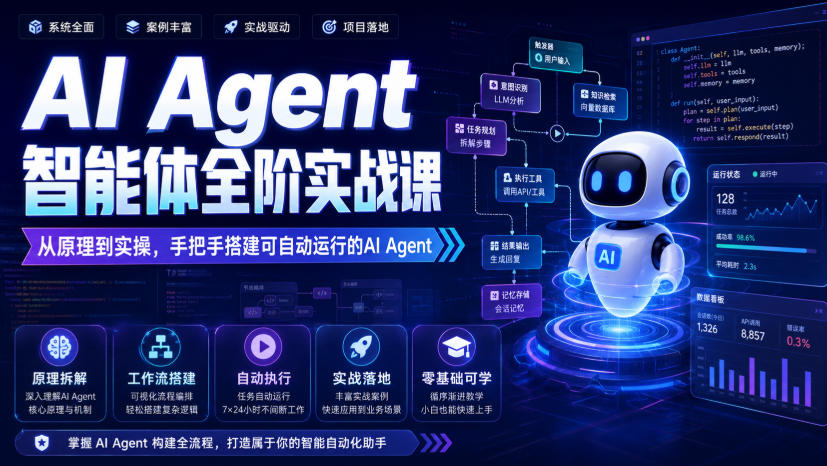 AI Agent智能体全阶实战课，从原理到实操，手把手搭建可自动运行的AI Agent-智云网