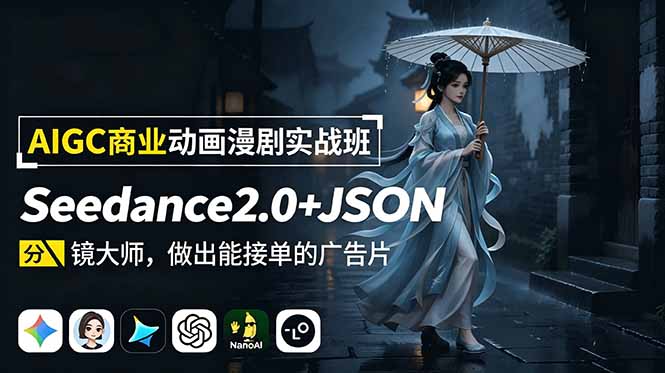 AIGC商业动画漫剧实战班:Seedance2.0+JSON分镜大师,做出能接单的广告片-智云网