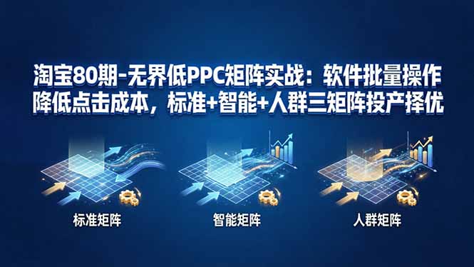 淘宝80期-无界低PPC矩阵实战：软件批量操作降低点击成本，标准+智能+人群三矩阵投产择优-智云网