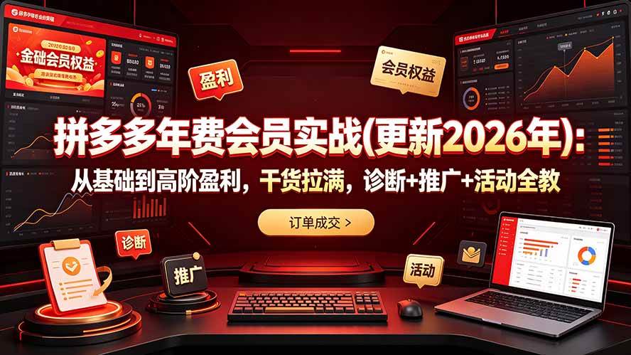 （19290期）拼多多年费会员实战(更新2026年)：从基础到高阶盈利，干货拉满，诊断+推广+活动全教-智云网