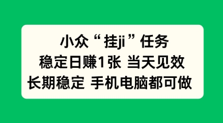 小众挂ji任务手机电脑都能挂，稳定日賺1张+，当天见效【揭秘】-智云网