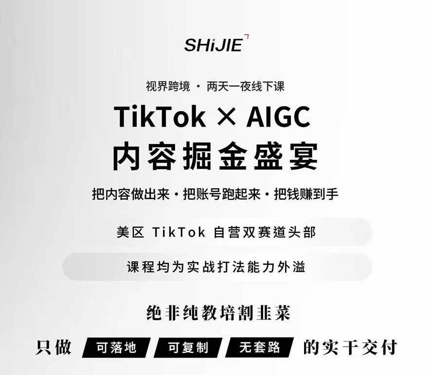 (19778期)AIGC×TikTok美区短视频带货线下课;两天一夜完整回放,12小时高清视频收录头部操盘手全流程教学 (19778期)AIGC×TikTok美区短视频带货线下课;两天一夜完整回放,12小时高清视频收录头部操盘手全流程教学