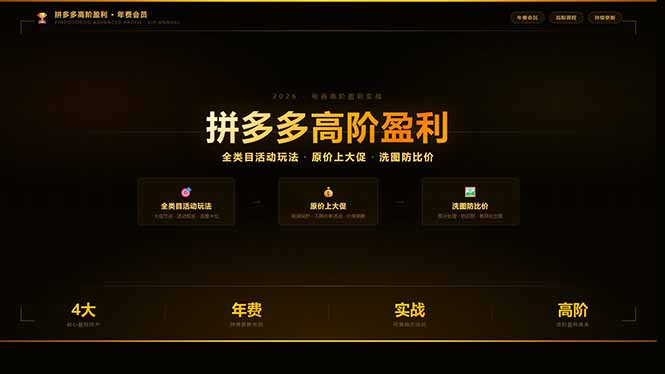 拼多多高阶盈利年费会员：全类目活动玩法、原价上大促、洗图防比价等核心盈利技术(更新26年3月-智云网