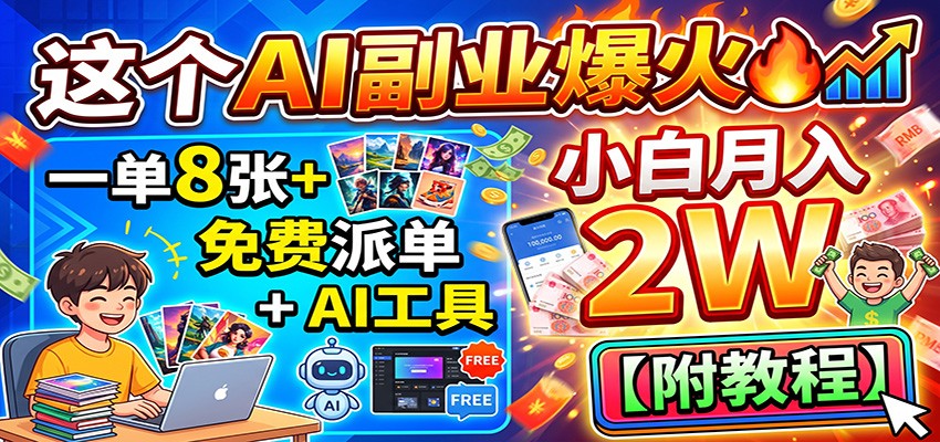 这个AI副业爆火!一单8张+,免费派单+AI工具,小白月入2W【附教程】-智云网