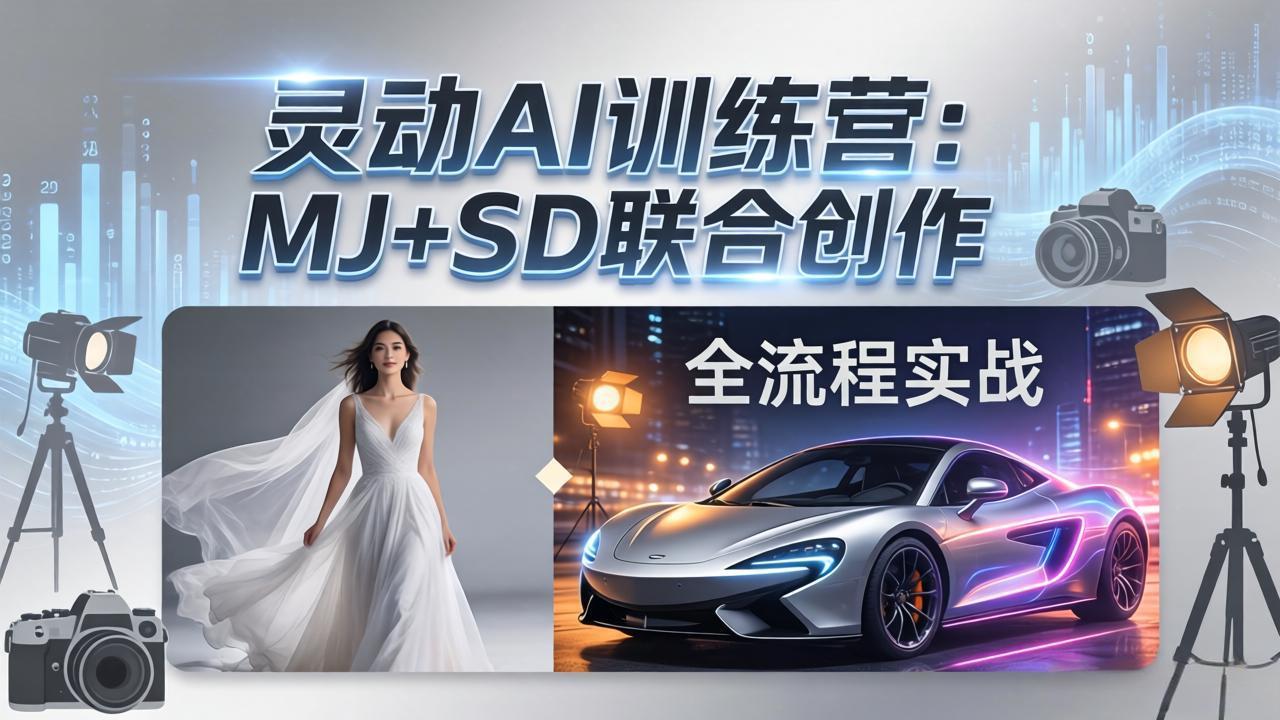 灵动AI训练营-3.0课程：MJ+SD联合创作，从婚纱大片到汽车广告，摄影后期全流程实战-智云网