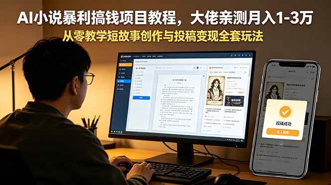 （18913期）AI小说暴利搞钱项目教程-更新，大佬亲测月入1-3万，从零教学短故事创作与投稿变现全套玩法-智云网