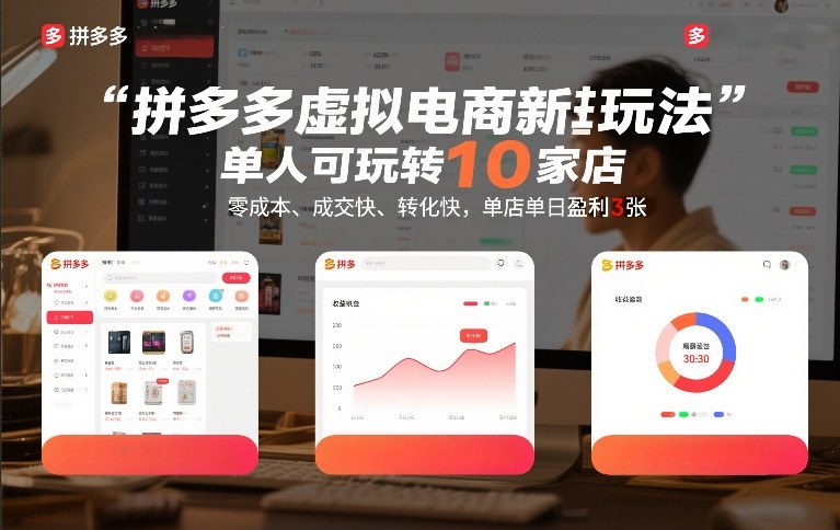 拼多多虚拟电商新玩法,单人可玩转10家店,零成本、成交快、转化快,单店单日盈利3张【揭秘】-智云网