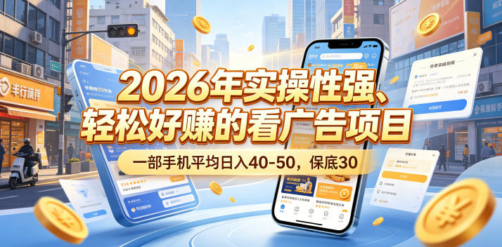 2026年实操性强、轻松好賺的看广告项目，一部手机平均日入40-50，保底30米【揭秘】-智云网