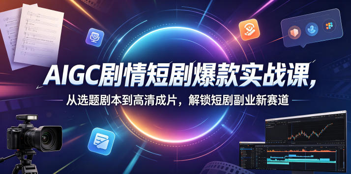 AIGC剧情短剧爆款实战课，从选题剧本到高清成片，解锁短剧副业新赛道-智云网