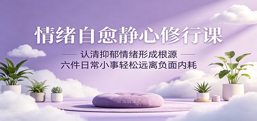 情绪自愈静心修行课:认清抑郁情绪形成根源,六件日常小事轻松远离负面内耗-智云网