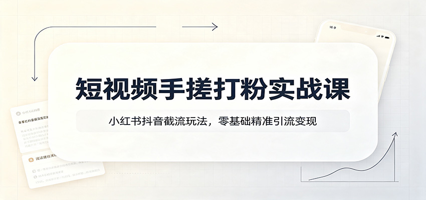 短视频手搓打粉实战课：小红书抖音截流玩法，零基础精准引流变现-智云网