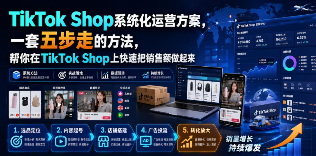 TikTok Shop系统化运营方案，一套五步走的方法，帮你在TikTok Shop上快速把销售额做起来【原创双语字幕】-智云网