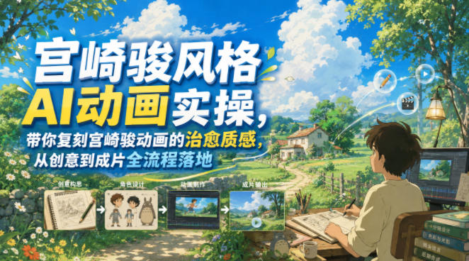 宫崎骏风格AI动画实操，带你复刻宫崎骏动画的治愈质感，从创意到成片全流程落地-智云网
