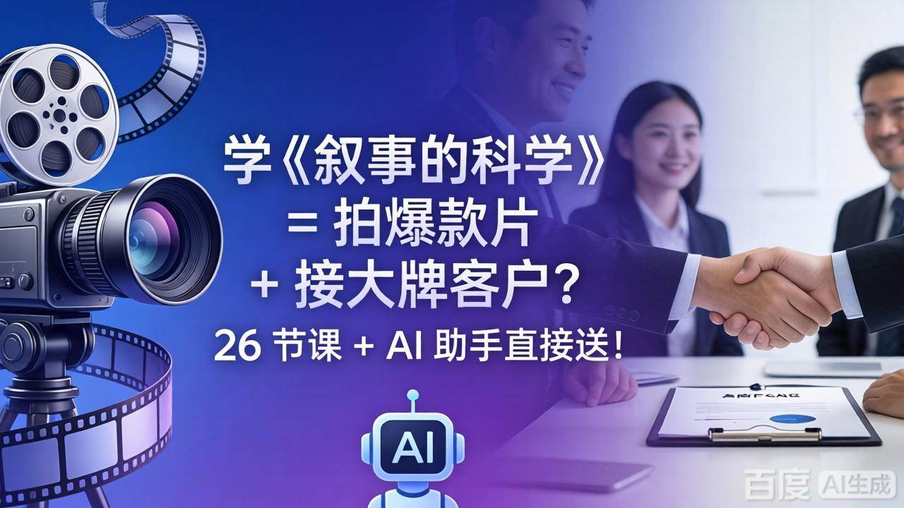 （18302期）学《叙事的科学》= 拍爆款片 + 接大牌客户？26 节课 + AI 助手直接送！-智云网