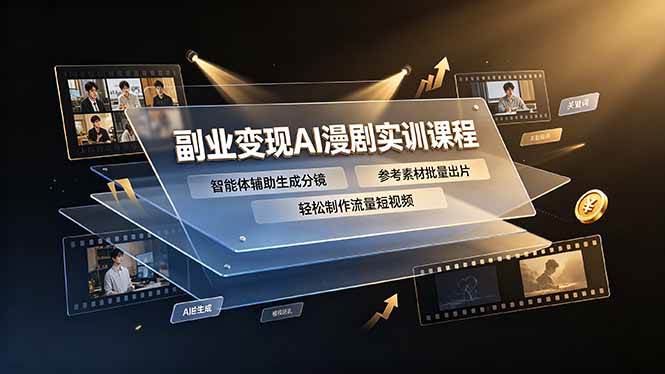 （19187期）副业变现AI漫剧实训课程，智能体辅助生成分镜，参考素材批量出片，轻松制作流量短视频-智云网