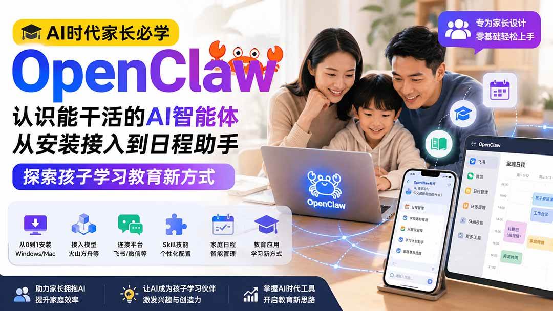 (19892期)AI时代家长必学OpenClaw小龙虾——认识能干活的AI智能体,从安装接入到日程助手,探索孩子学习教育新方式-智云网