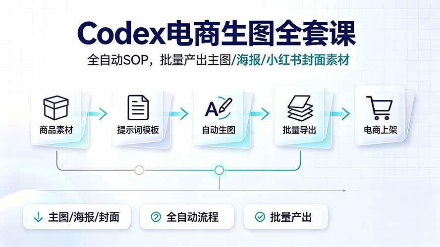 (19256期)Codex电商生图全套课|全自动SOP,批量产出主图/海报/小红书封面素材-智云网