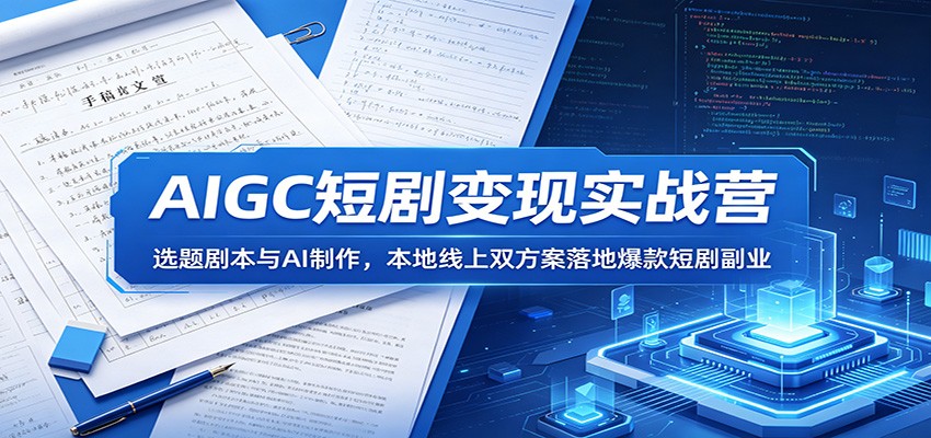AIGC短剧变现实战营：选题剧本与AI制作，本地线上双方案落地爆款短剧副业-智云网