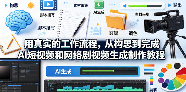 用真实的工作流程，从构思到完成AI短视频和网络剧视频生成制作教程-中英字幕-智云网