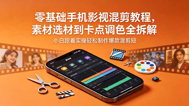 零基础手机影视混剪教程,素材选材到卡点调色全拆解,小白跟着实操轻松制作爆款混剪短片-智云网