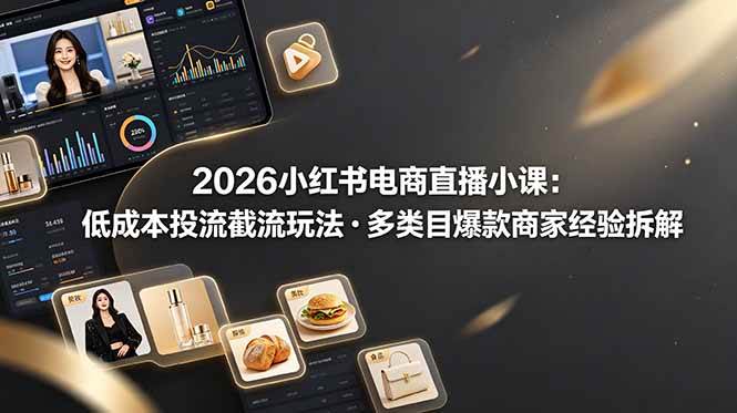 （19034期）2026小红书电商直播小课，低成本投流截流玩法，多类目爆款商家经验完整拆解教学-智云网