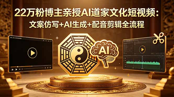 22万粉博主亲授AI道家文化短视频:文案仿写+AI生成+配音剪辑全流程-智云网