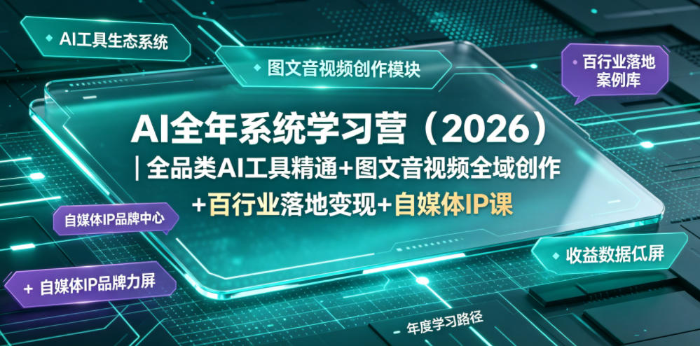 AI全年系统学习营（2026）｜全品类AI工具精通+图文音视频全域创作+百行业落地变现+自媒体IP打造年度进阶大课-智云网