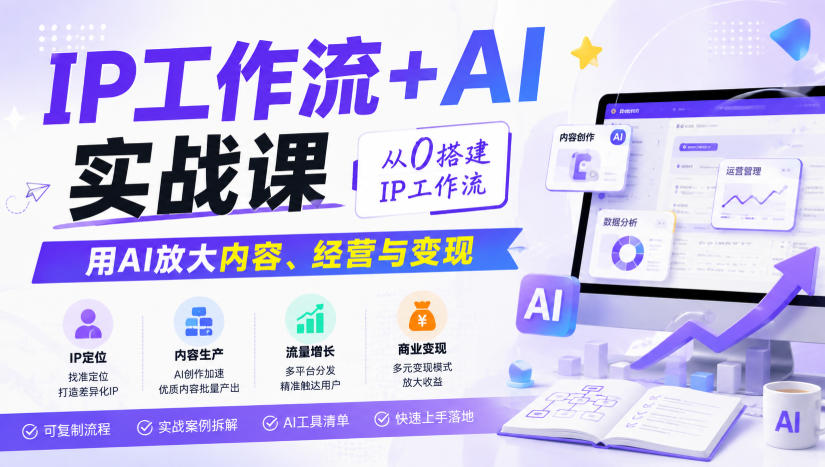 IP工作流+AI实战课,从0搭建IP工作流,用AI放大内容、经营与变现-智云网