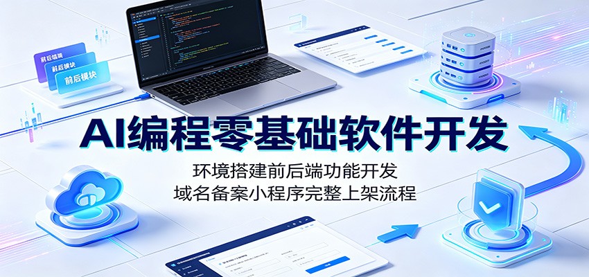 AI编程零基础软件开发:环境搭建前后端功能开发,域名备案小程序完整上架流程-智云网