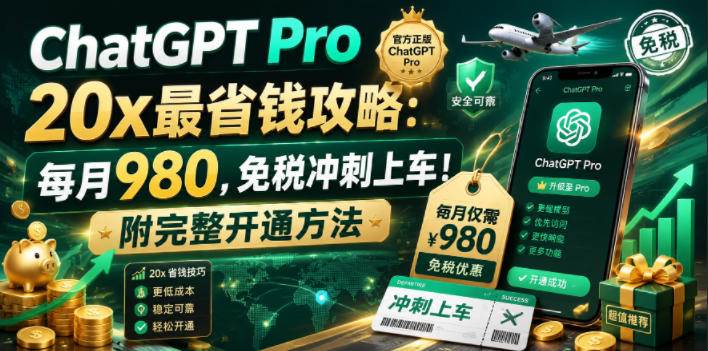 （18790期）ChatGPT Pro 20x 最省钱攻略：每月980，免税冲刺上车！附完整开通方法-智云网