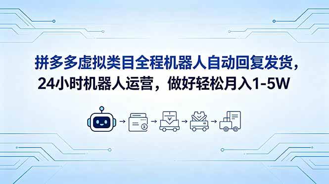 （18715期）拼多多虚拟类目全程机器人自动回复发货，24 小时机器人运营，做好轻松月入 1-5W-智云网