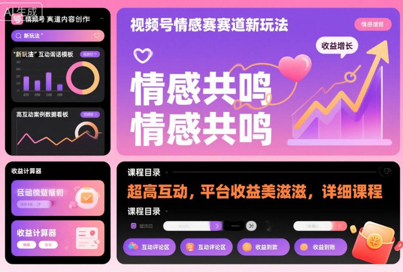 视频号情感赛道新玩法,超高互动,平台收益美滋滋,详细课程-智云网