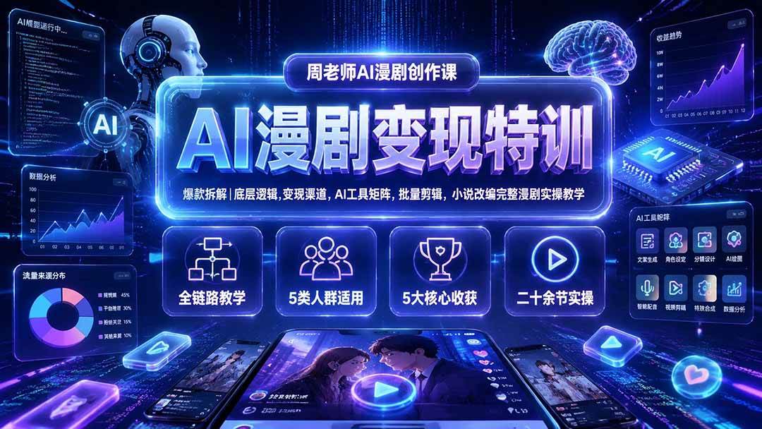 （19633期）AI漫剧变现特训★爆款拆解｜底层逻辑，变现渠道，AI工具矩阵，批量剪辑，小说改编完整漫剧实操教学-智云网